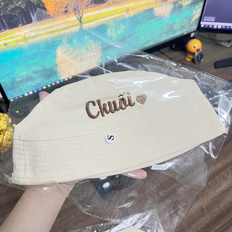 Nón bucket thêu tên cho bé phong cách Hàn Quốc