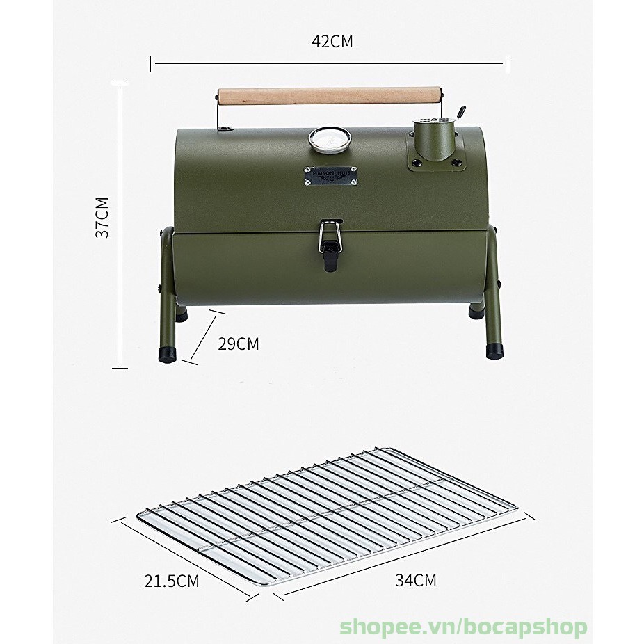 Bếp nướng than cắm trại Oven BBQ lò hun khói