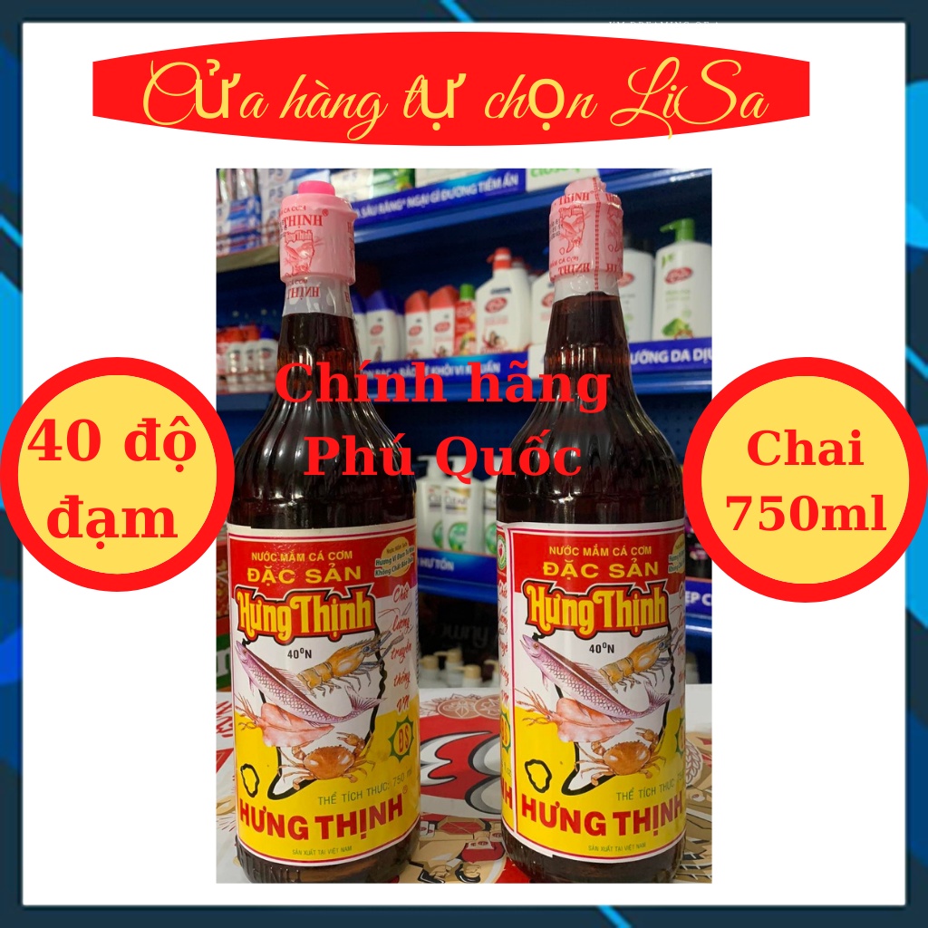 Nước mắm Hưng Thịnh 40 độ đạm đặc sản Phú Quốc chai 750ml