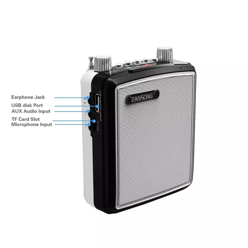 Loa Míc Trợ Giảng Không Dây Cho Giáo Viên Zansong M88 Có Bluetooth Và Hỗ trợ Thẻ Nhớ USB