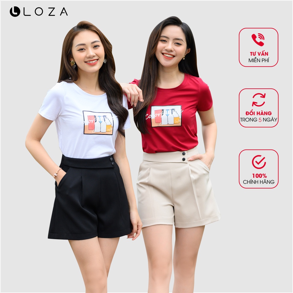 Áo phông nữ LOZA cộc tay in hình trẻ trung - PT04112