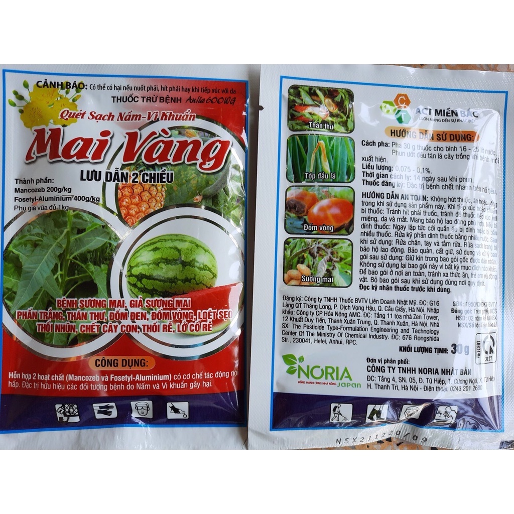 Lưu dẫn 2 chiều (aliette) đặc trị xì mủ thân cây , thối rễ , sương mai GÓI 30g