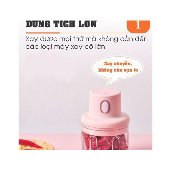 [GIẢM GIÁ SIÊU SỐC] Máy Xay Mini Sạc Điện, Có Cổng Sạc Usb, Nhỏ Gọn Tiện Ích Dễ Sử Dụng, Xay Hành, Tỏi, Rau Củ