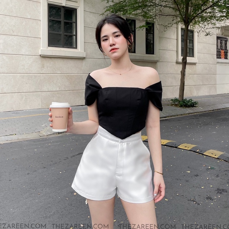 ZAREEN | QUẦN SHORT TAFTA ỐNG RỘNG ZAREEN SHO42 TRẮNG