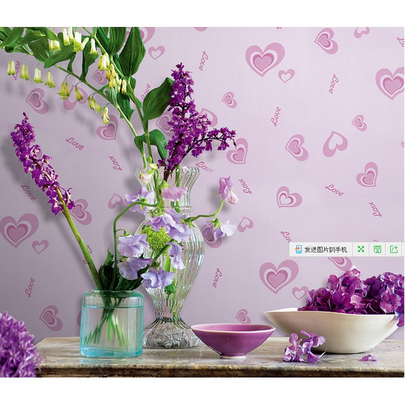 Decal giấy dán tường trái tim hồng