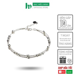 Vòng tay nữ BẠC HIỂU MINH LTU460 dây kép đính đá sang trọng thanh lịch