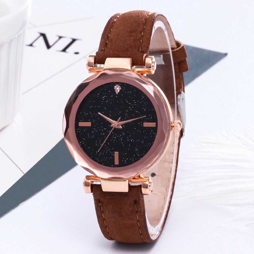 Kegllect Đồng Hồ Nữ Dây Da Mặt Hình Ngôi Sao