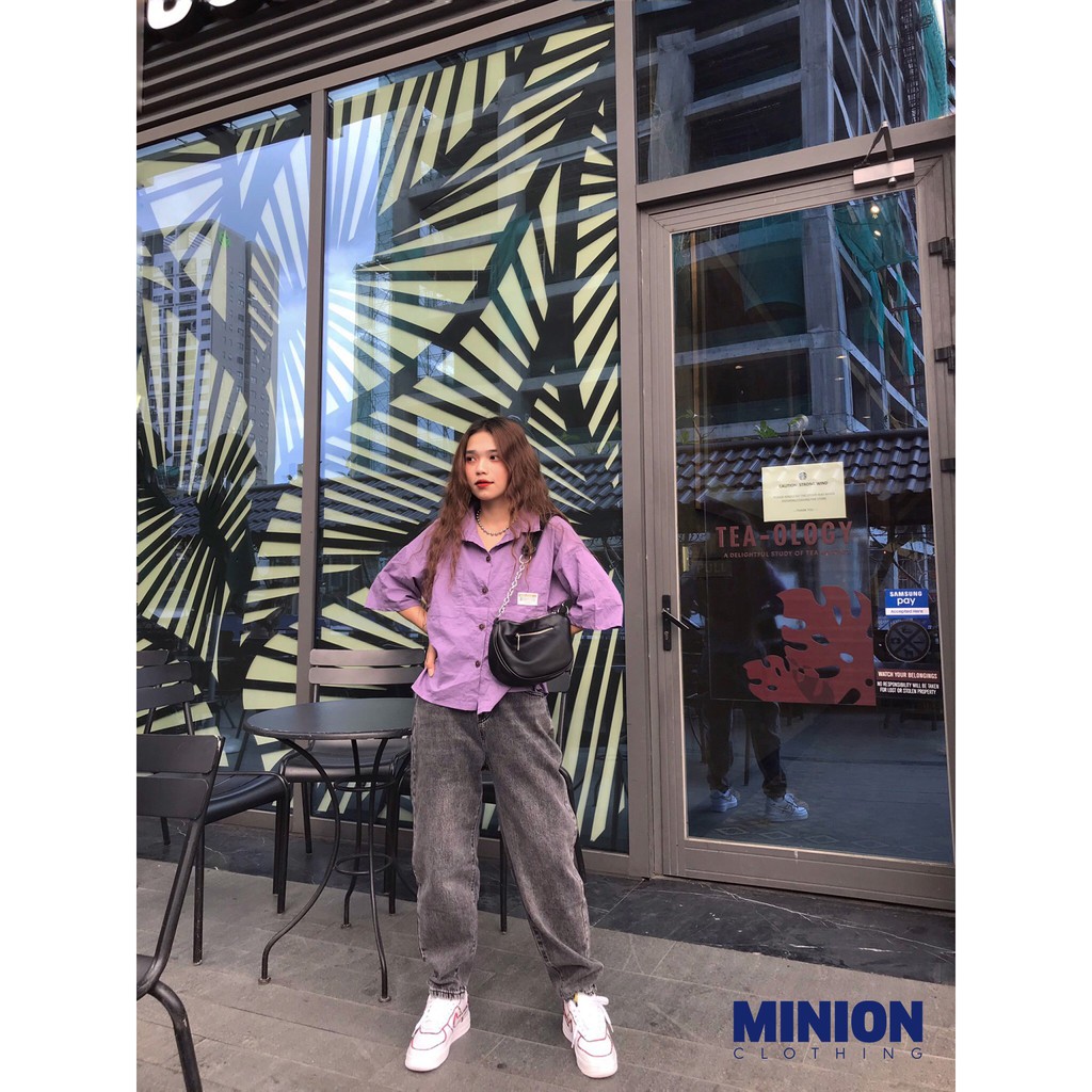 Áo sơ mi dáng croptop MINION CLOTHING freesize form rộng phong cách Ulzzang Streetwear Hàn Quốc A2724