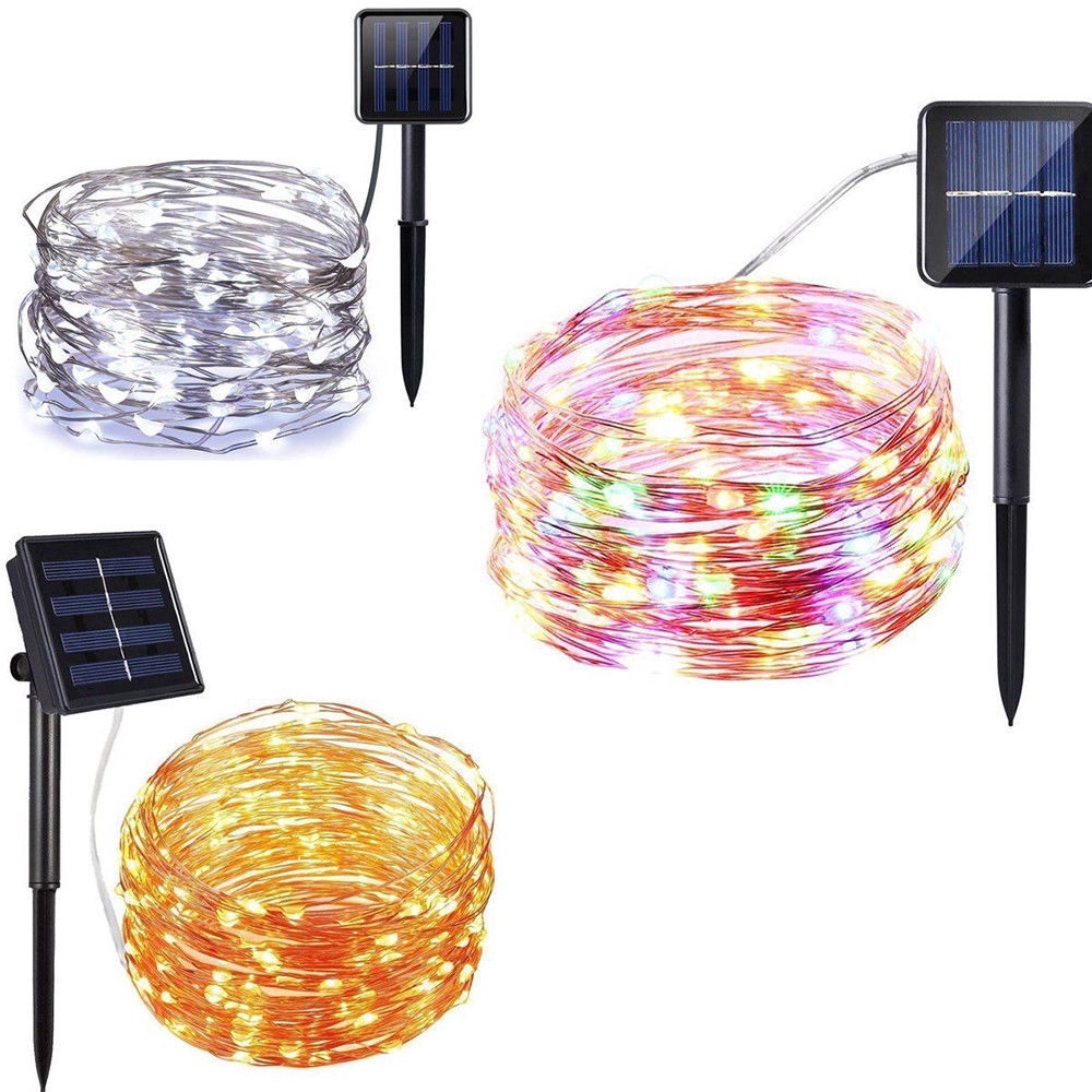 Dây 100 đèn LED 10m năng lượng mặt trời chuyên dụng trang trí ngoài trời