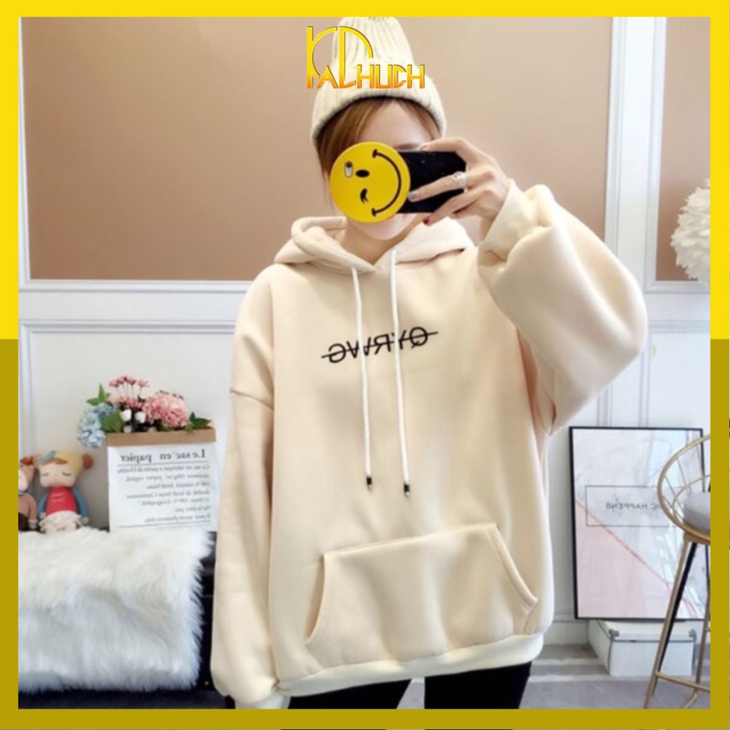 Áo hoodie nữ in kí tự