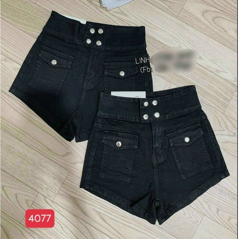Quần Short Jean, Short Bò Nữ ❤️FREESHIP❤️ Quần Đùi Nữ lưng cao phối túi hộp kết hợp 4 nút siêu xinh A-T Fashion-QSJN4076