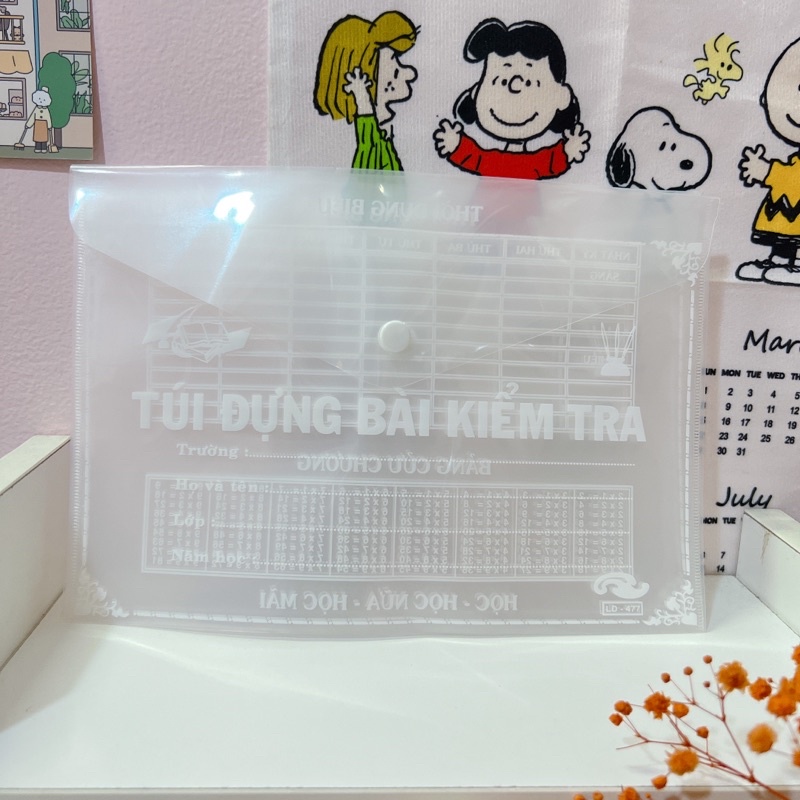 🌸 Túi đựng bài kiểm tra size A5 - Bìa sơ mi nút bấm A5 trong suốt 🌸