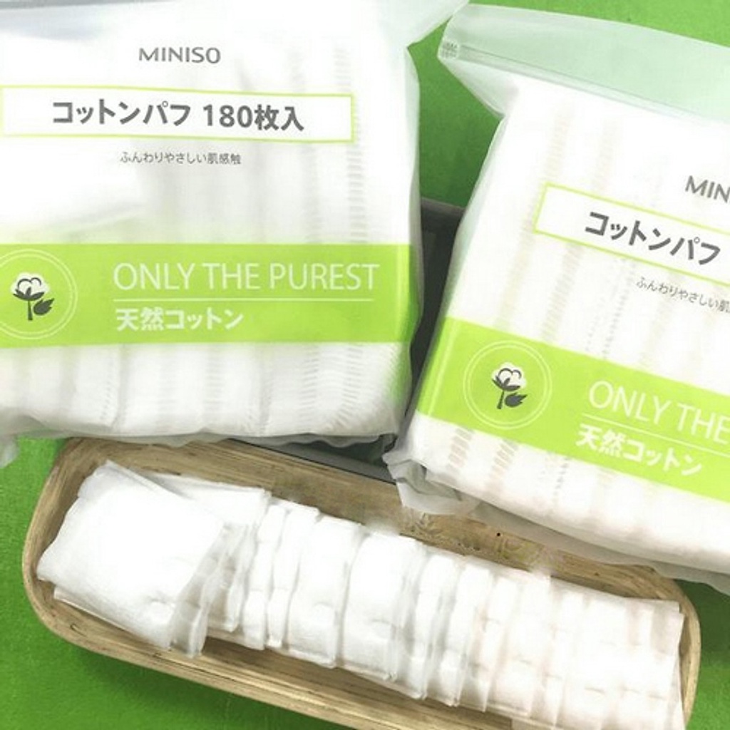 Bông tẩy trang Miniso Nhật Bản gói 180 miếng