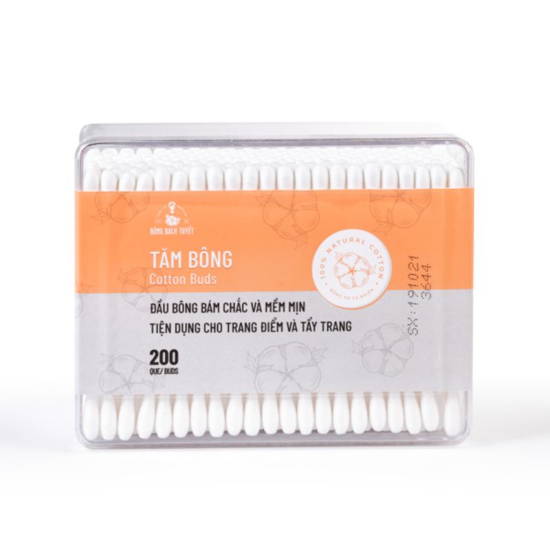 Bông ráy tai Meriđay đầu bông lớn hộp  vuông