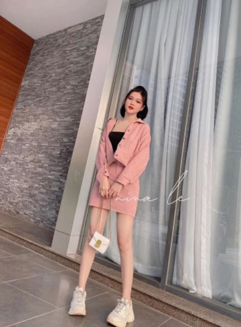 Set váy nhung hai màu