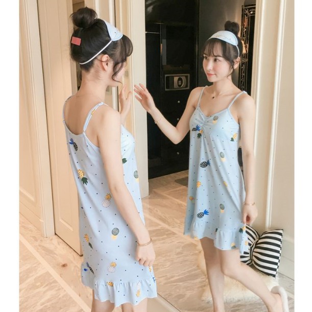 Váy Ngủ Hai Dây - Đầm Ngủ Kèm Băng Đô Bịt Mắt | BigBuy360 - bigbuy360.vn
