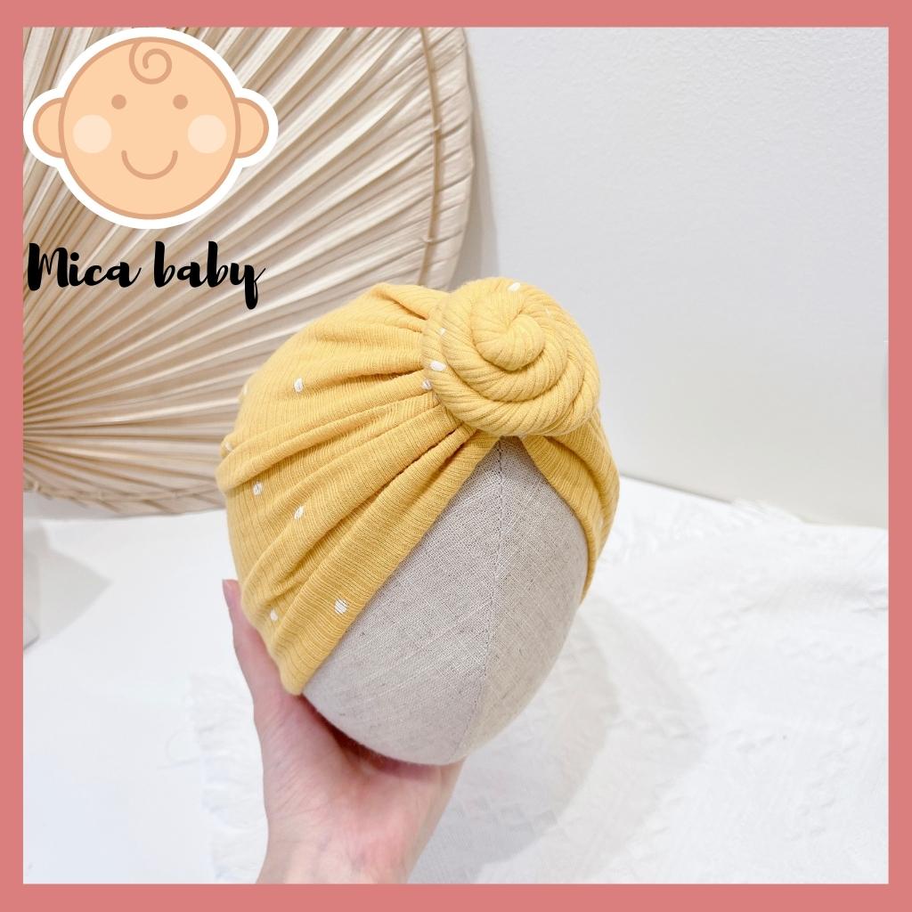 Mũ nón turban vàng chấm bi cho bé 6-10kg Mica Baby MTB83