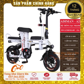 Xe đạp điện gấp gọn, xe điện mini adman A2, Pin Lithium 48v - 8A-20A, Quảng đường đi lên tới 100km