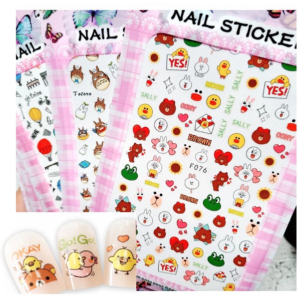 Nail Sticker Hoạt Hình Đẹp Ngộ Nghĩnh- Dán Móng Tay Đáng Yêu - Lẻ 1 Tấm