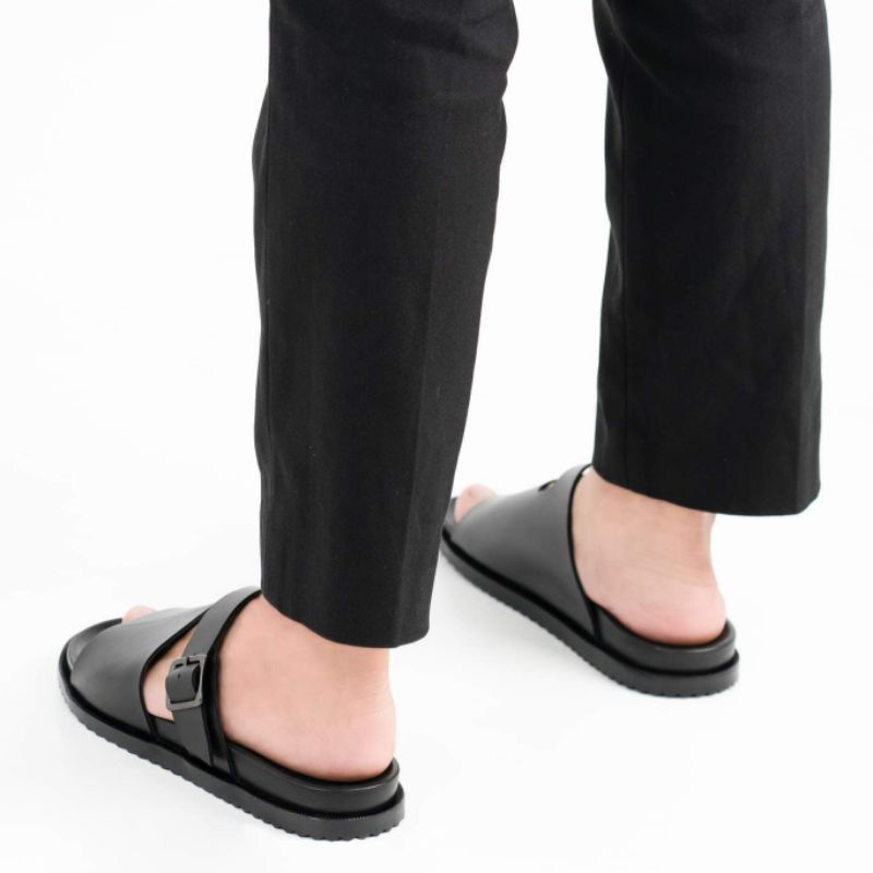 Dép da nam nữ couple, dép quai ngang có khóa da bò cao cấp thương hiệu HORSE đế cao su non QK01