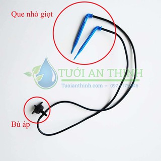 [HÀNG XỊN] Bộ 2 Que Cắm Dây Dài 0.5m Tưới Nhỏ Giọt, Dùng Tưới Dưa Lưới, Dâu Tây, Cây Trồng Trong Chậu Kèm Bù Áp 4L/H
