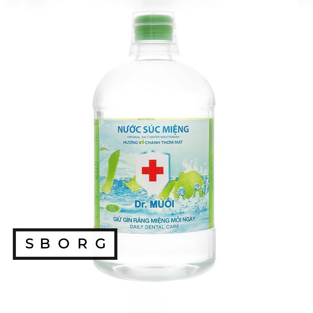 Nước muối súc miệng Dr muối chai 500ml từ muối biển tự nhiên giàu khoáng và nước ngầm vị chanh và muối SBORG