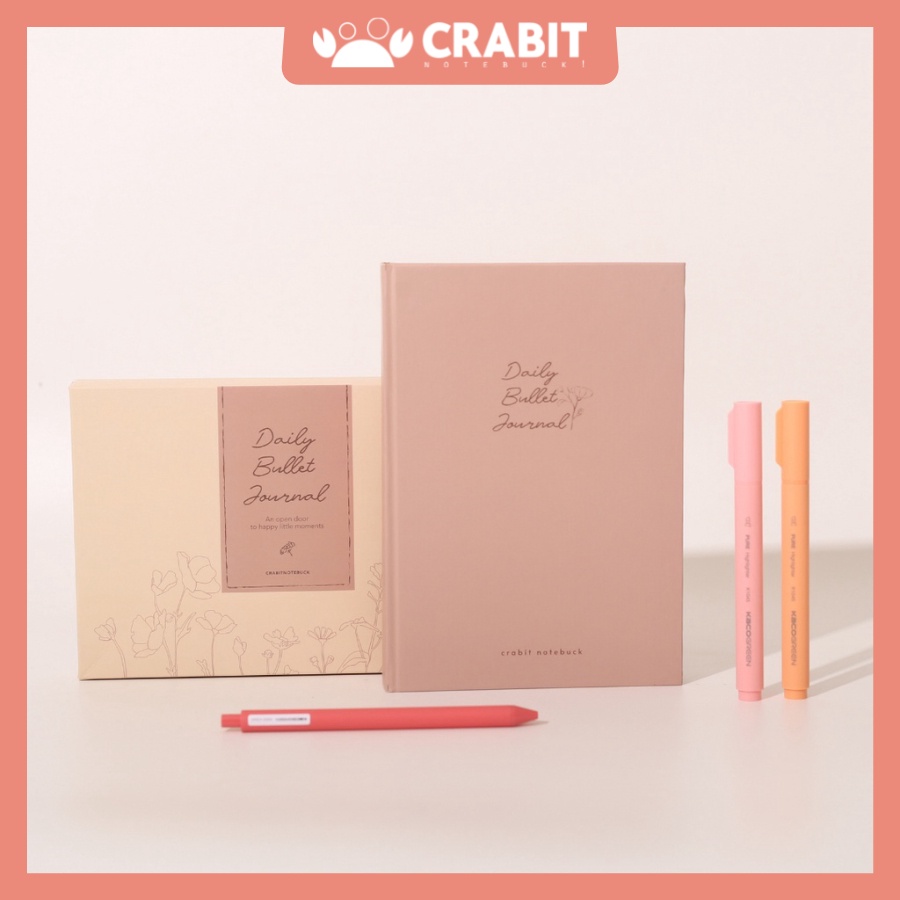 Combo Sổ Crabit Joyful Daily Bullet Journal - Sổ in sẵn layout bullet journal 12 tháng, có thể tô màu