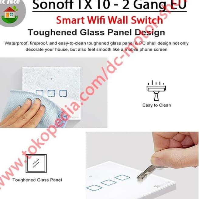 Công Tắc Cảm Ứng Thông Minh Kết Nối Wifi 2 Kênh Sonoff Touch Tx T0 Eu