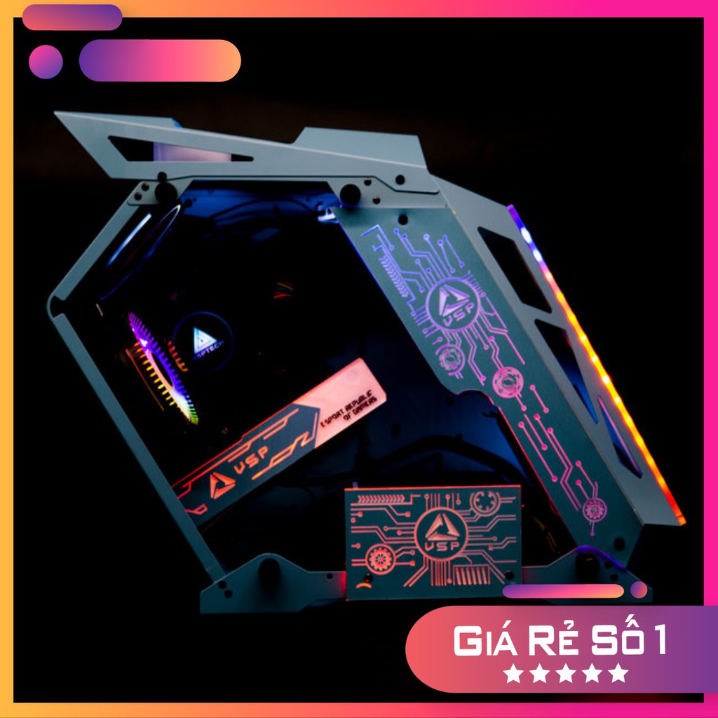 Vỏ case máy tính VSP gaming ES1 RGB - Tặng kèm 4 tấm LED bằng mica
