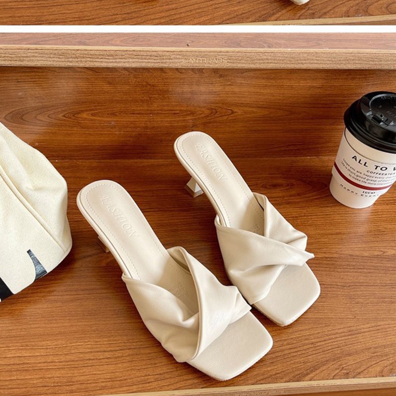 Dép cao gót IELGY thiết kế đơn giản phong cách retro thời trang cao cấp cho nữ