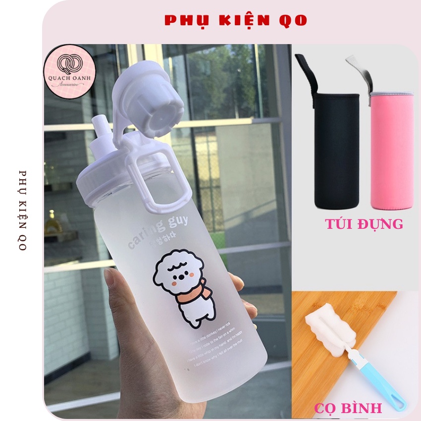 Combo Bình Nước Cọ Bình Túi Đựng QO Bình Nước Cute Hoạ Tiết Cừu - BN25