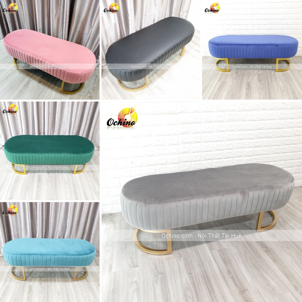 Ghế Dài Ngồi Chờ (Hình Bầu Dục Chân vàng Sang Chảnh) SIZE Dài 1m2 rộng 45cm