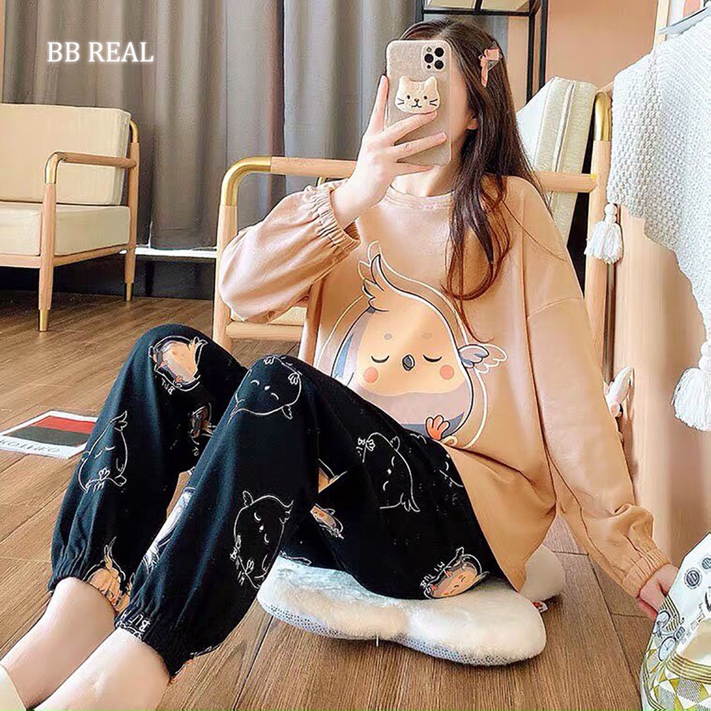 Đồ Bộ Mặc ở Nhà Bộ Đồ Ngủ Nữ Quần Dài Pijama Thun Lạnh Đẹp [CODE 17-20] Freesize Từ 45-60Kg - BB REAL | BigBuy360 - bigbuy360.vn