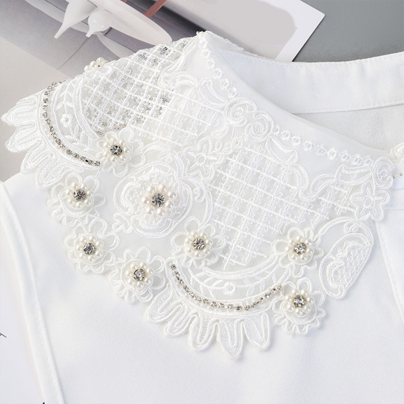 Áo Sơ Mi Chiffon Phối Ren Họa Tiết Thêu Phong Cách Nhật Bản Cho Nữ