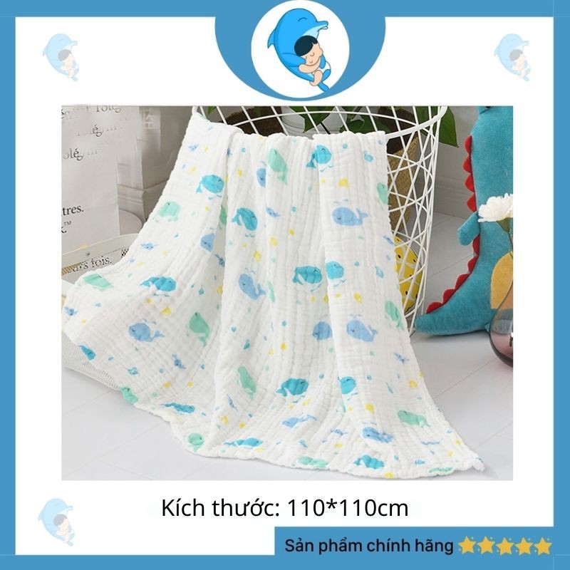 Khăn Tắm Xô Nhăn Cho Bé 6 Lớp, Mềm Mại, Siêu Thấm, Kích Thước 110*110cm