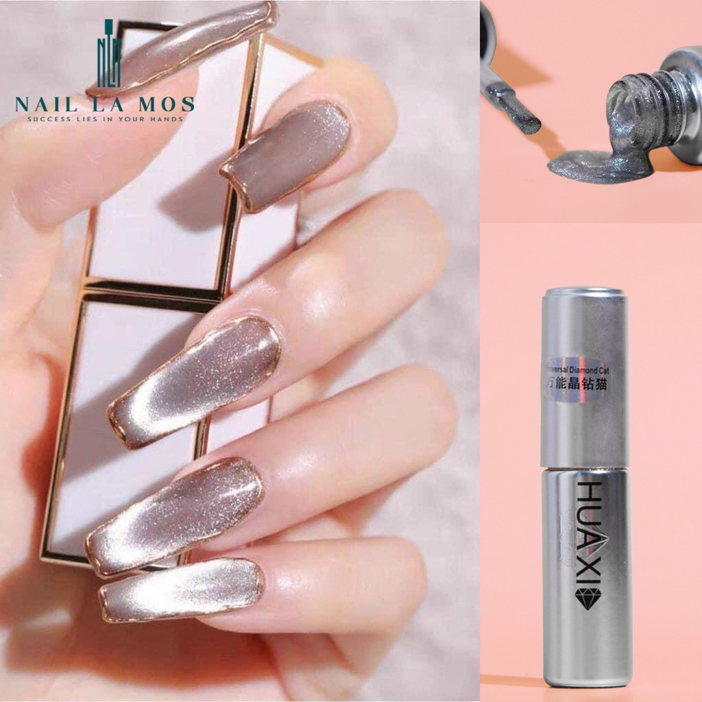 Top mắt mèo kim cương Huaxi 9D chính hãng  - sơn gel mắt mèo kim cương Huaxi lấp lánh sang chảnh (lẻ chai)