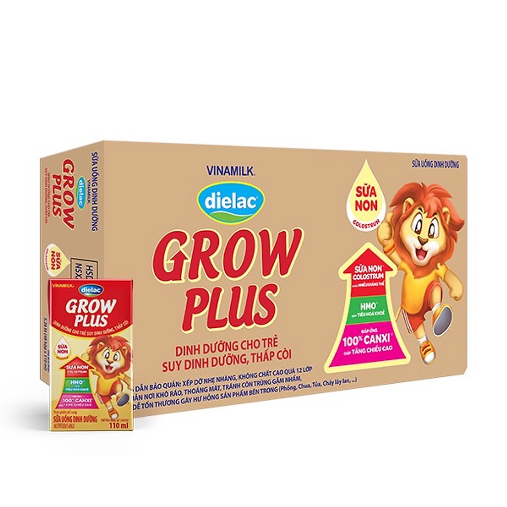 Thùng sữa bột pha sẵn Dielac Grow Plus Đỏ Sữa Non 180ml (48 hộp)-hsd 04/10/2023