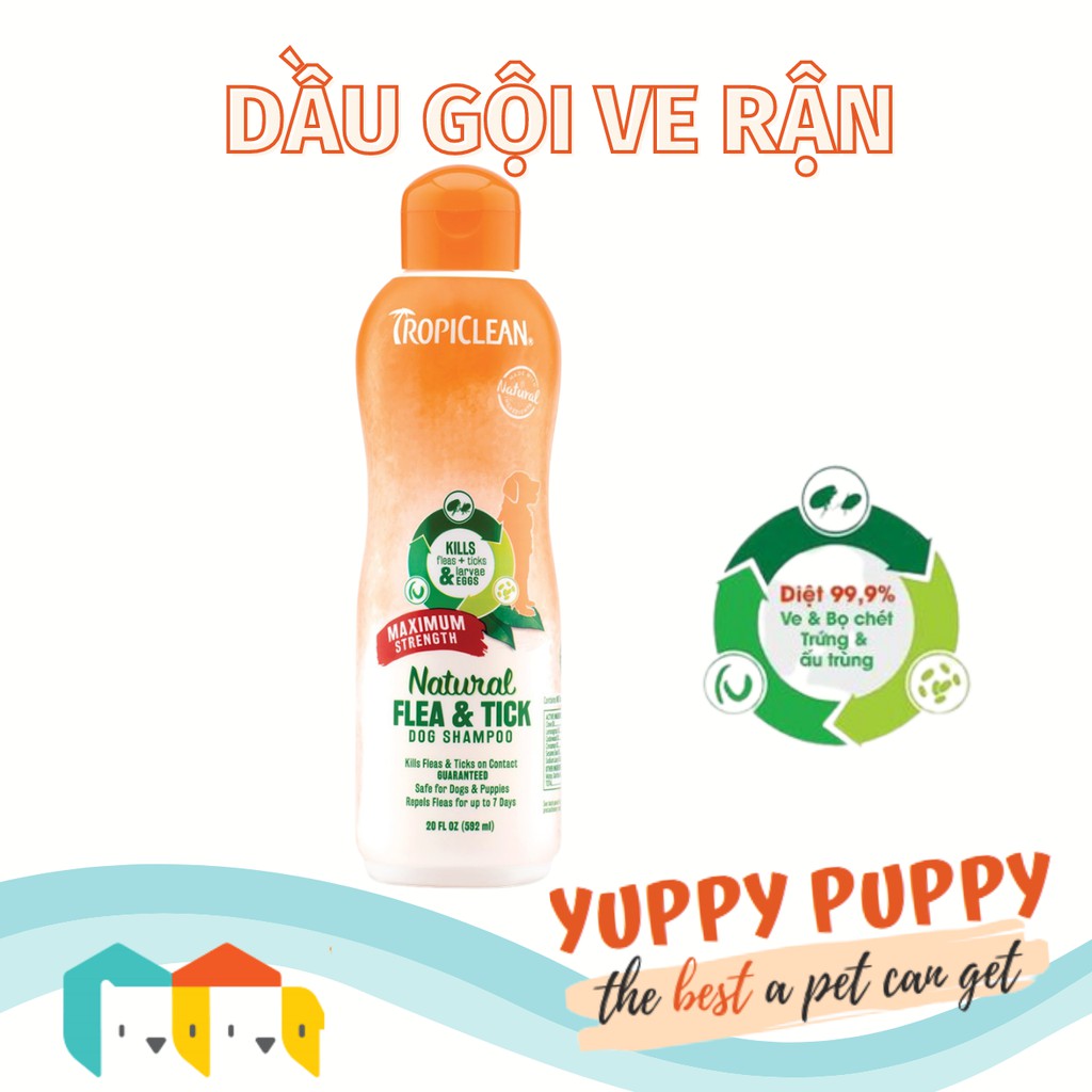 Tropiclean Dầu gội trị ve rận và bọ chét cho chó