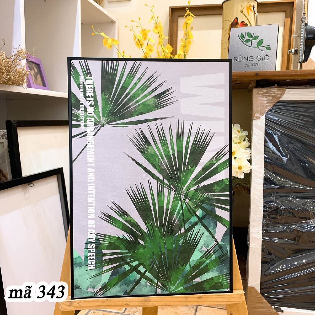 Khung tranh vải canvas hình lá đẹp cỡ 30x45 ( tranh kèm khung y hình )