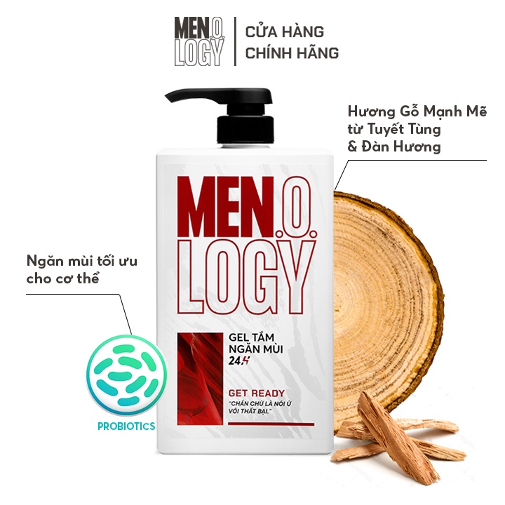 Combo MEN.O.LOGY Gel Tắm Ngăn Mùi 24h Get Ready 630ml + Gel Tắm Ngăn Mùi 24h Take Chance 350ml