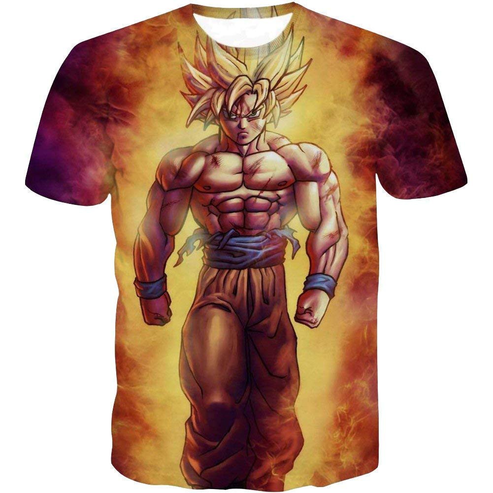 Dragon Ball Z T Áo sơ mi Nam Thời trang Thường xuyên Áo phông 3D In Goku Đàn ông Áo phông Anime Quần áo thể dục