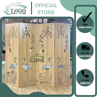 Vách bình phong trang trí, vách ngăn phòng họa tiết con cò gỗ MDF cao cấp thương hiệu TADA