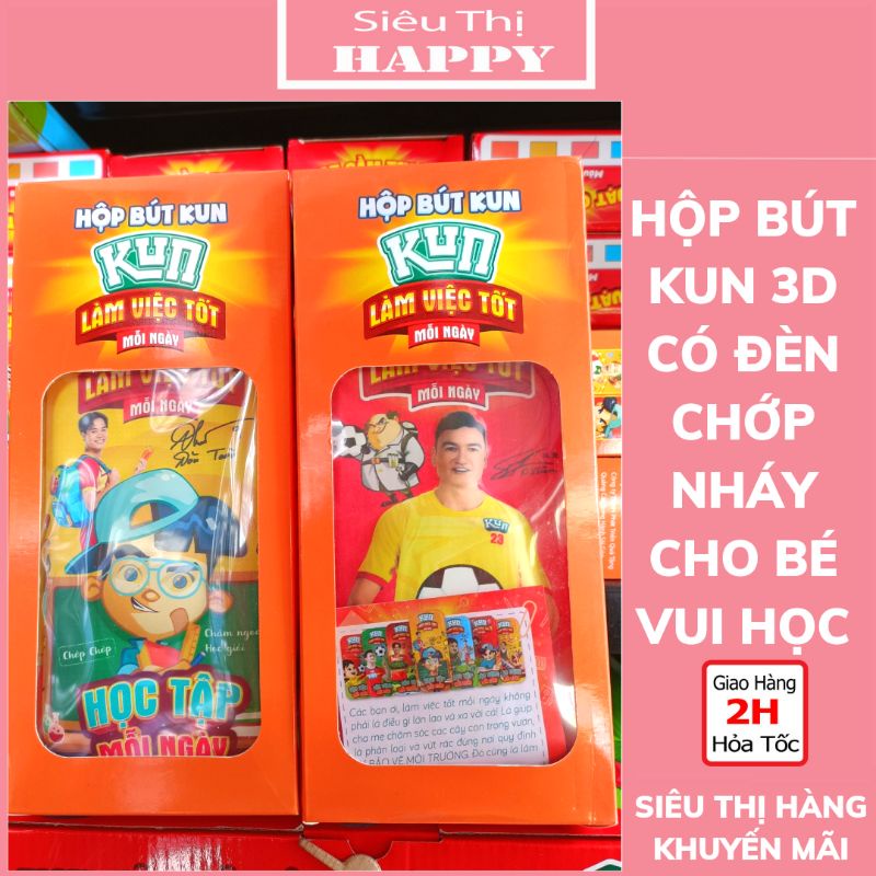 Hộp bút Kun 3D, có đèn phát sáng cho bé - HKM Kun