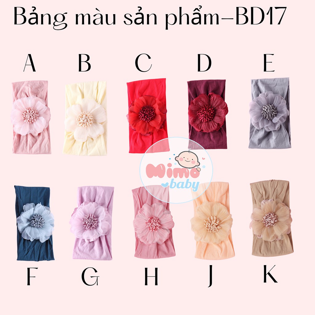 Băng đô cho bé - bản to hoa voan Mimo Baby BD17