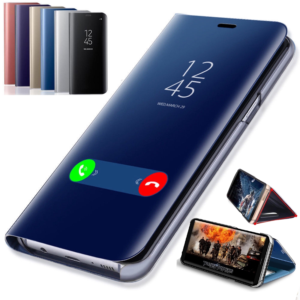 Ốp điện thoại da tráng gương cho Samsung Galaxy A3 A5 A7 2017 A6 A8 Plus A7 2018