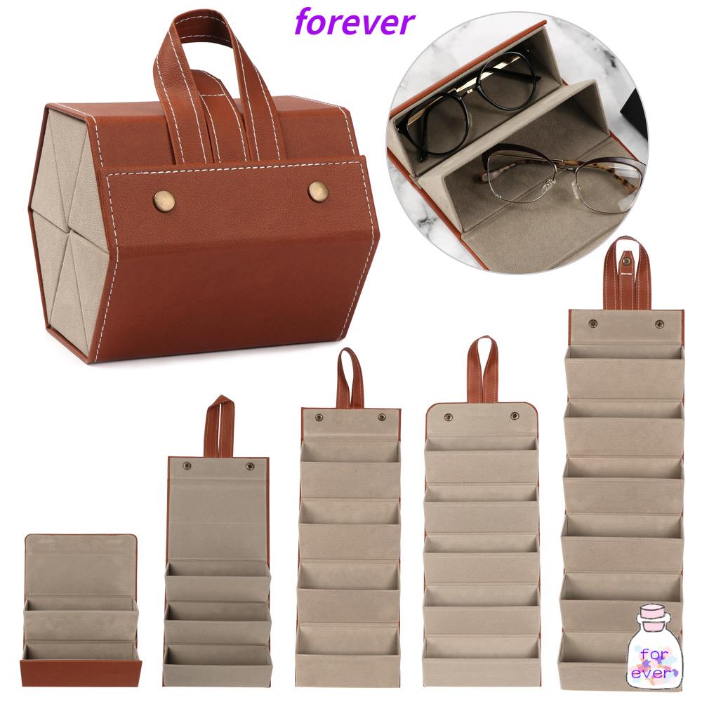 Hộp Đựng Mắt Kính Bằng Da PU Nhiều Ngăn Có Thể Xếp Gọn Mang Đi Du Lịch Nhiều Màu Sắc