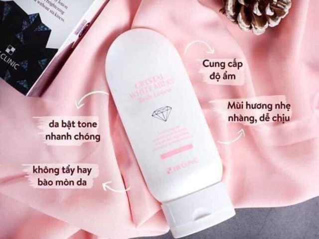 Kem dưỡng trắng da body crystal white milky body lotion