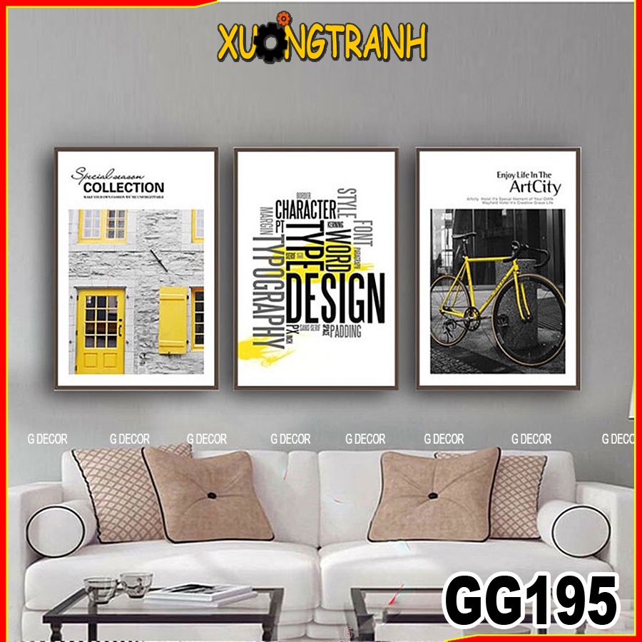 Tranh treo tường canvas 3 bức phong cách Bắc Âu 195, tranh decor, trang trí phòng khách, phòng ngủ, phòng ăn,spa