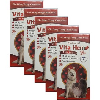 COMBO 5 lỌ VITA HEMO - TẠO MÁU , KÍCH THÍCH THÈM ĂN, PHỤC HỒI SỨC KHOẺ NHANH CHO THÚ CƯNG