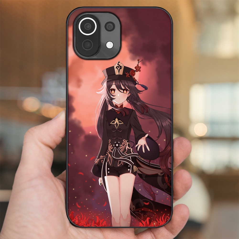 Ốp lưng Xiaomi Mi 11 Lite viền đen in hình Hutao Genshin Impact